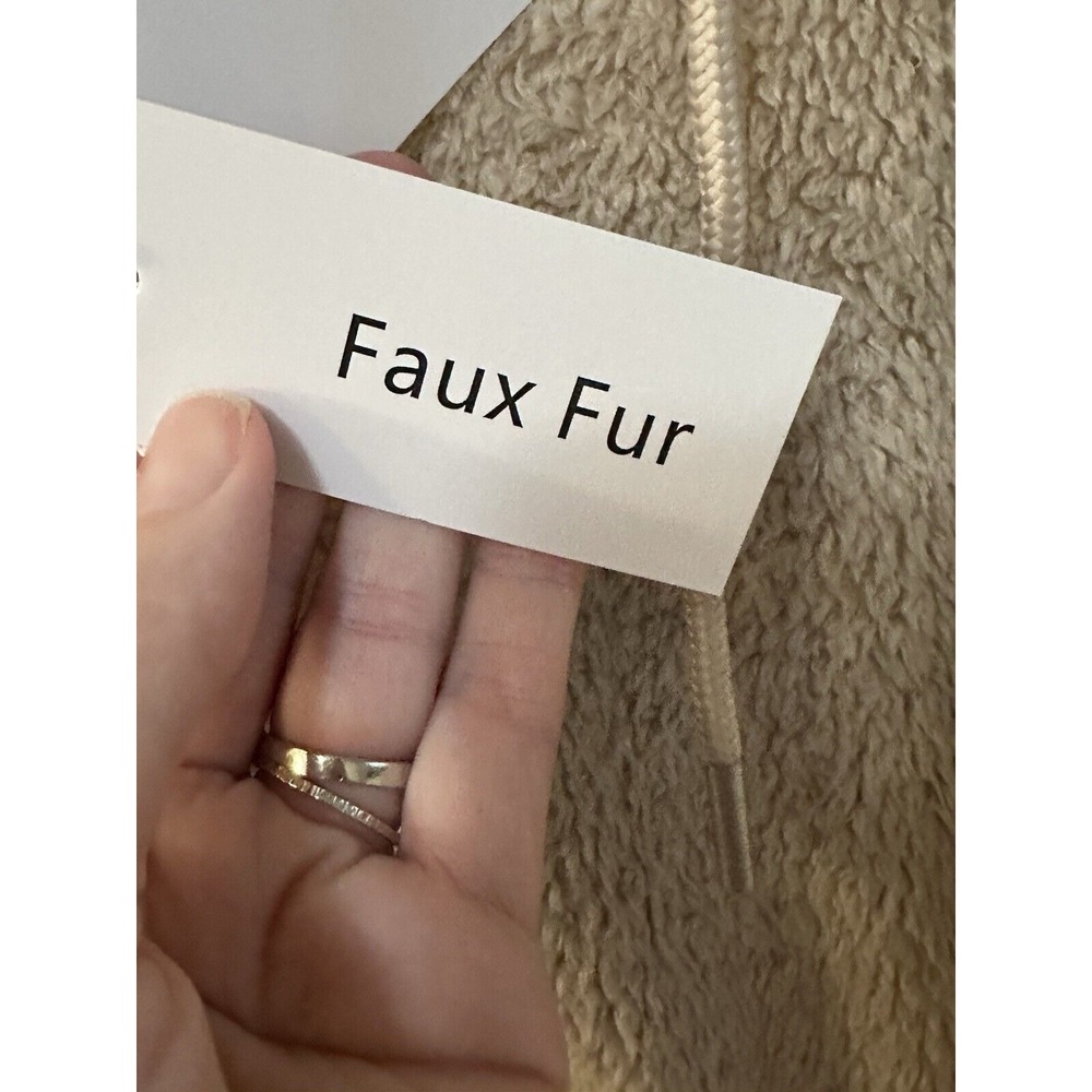 Workshop Republic Clothing Women's Faux Fur Zip Up Hoodie Size Small Tan Color - Picture 5 of 9